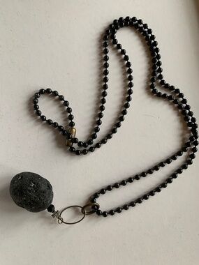 Black Obsidian and Lava Rock Necklace